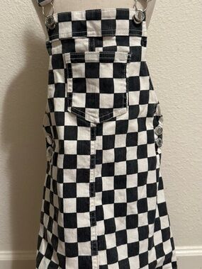 Black & White Checkerboard Overall Dress